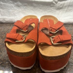 New with no box intentionally blank wedge sandals size 41 burnt orange